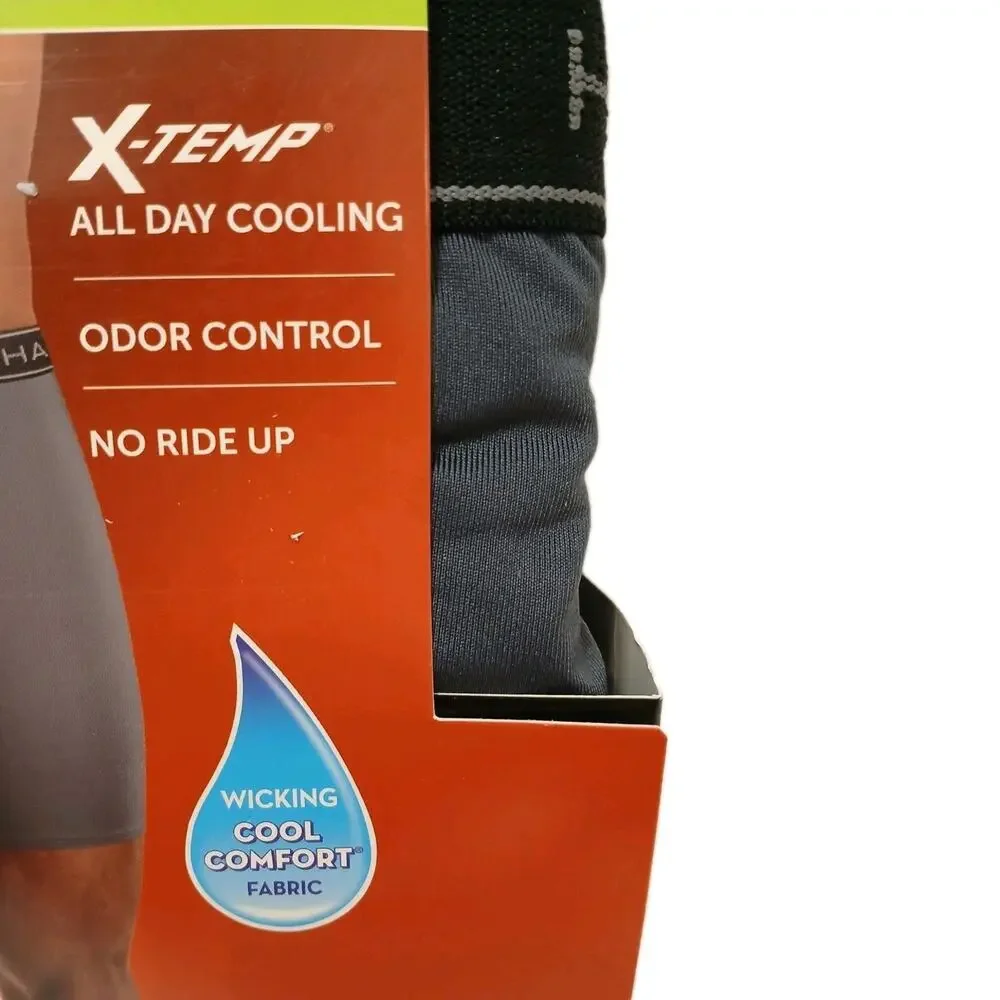 Hanes 3 Pc Boxer Briefs‎ X-Temp Comfort Stretch 2XL Black Gray Cool Odor Control